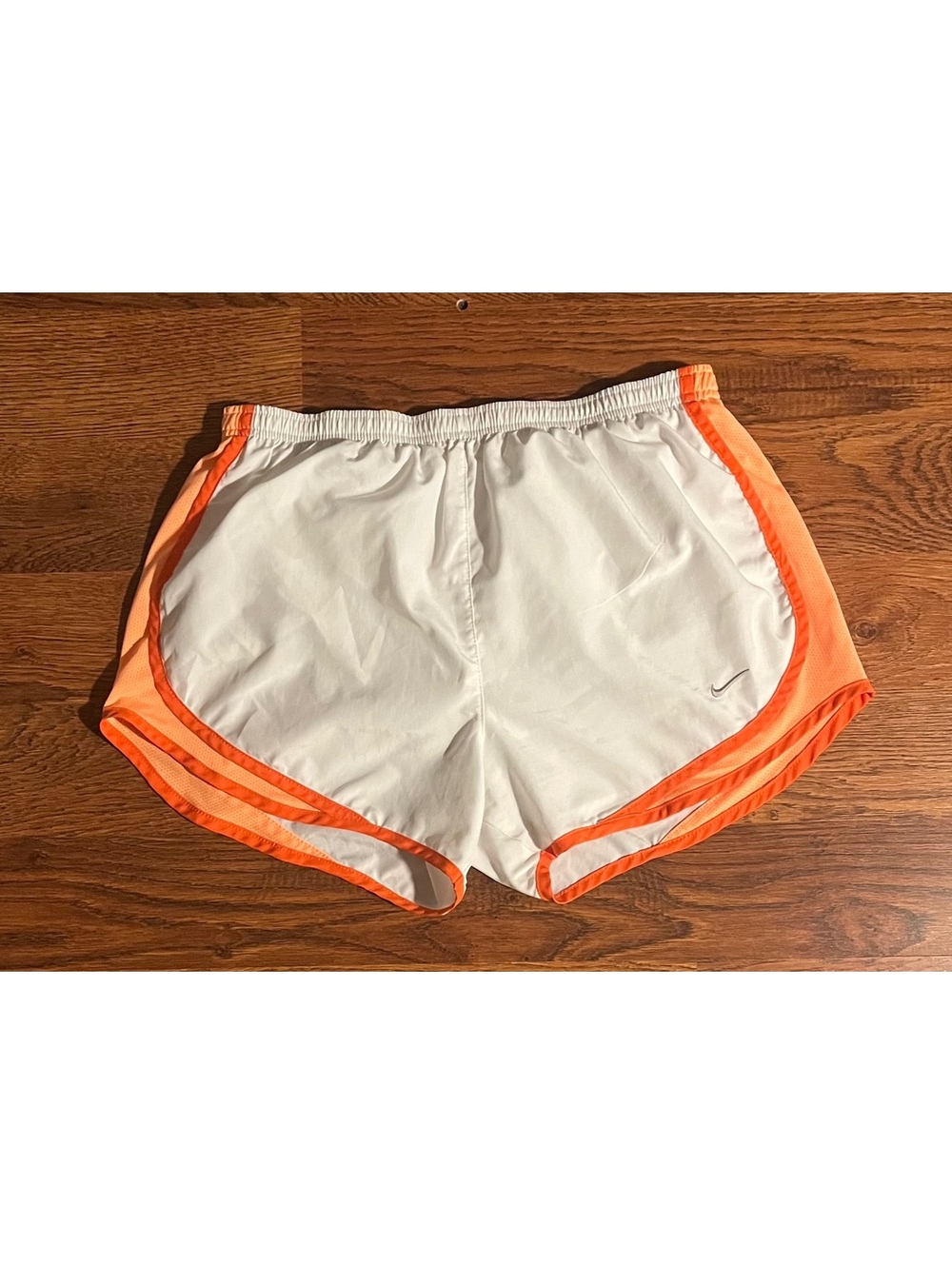 Nike Dri-FIT White and Orange Running Shorts Medium
